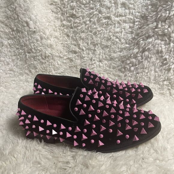 Alberto Fellini Men's synthetic black suede pink Spike Dress Loafers SZ8.5 - Picture 3 of 13